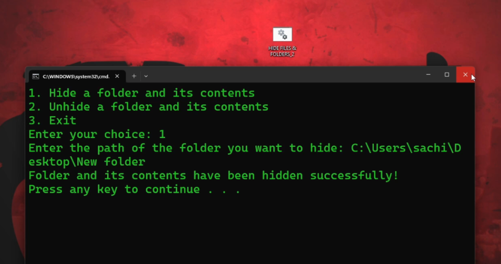 Hide Files and Folders in windows 11 using batch script